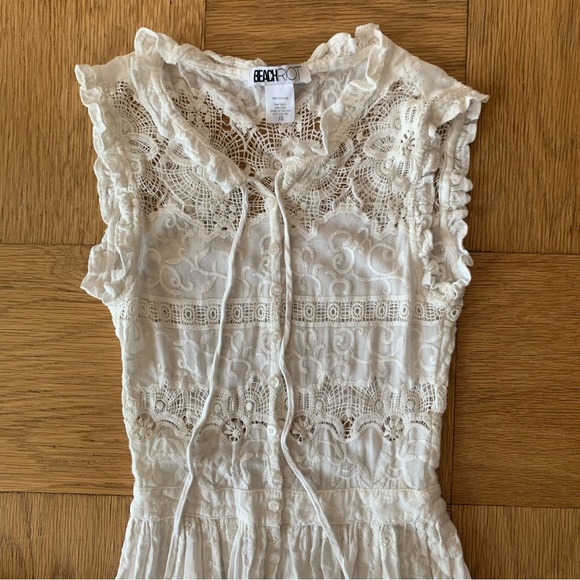 Beach Riot XS White Maxi Cover Up Beach Lace Crochet Embroidered Button Down - Picture 4 of 9